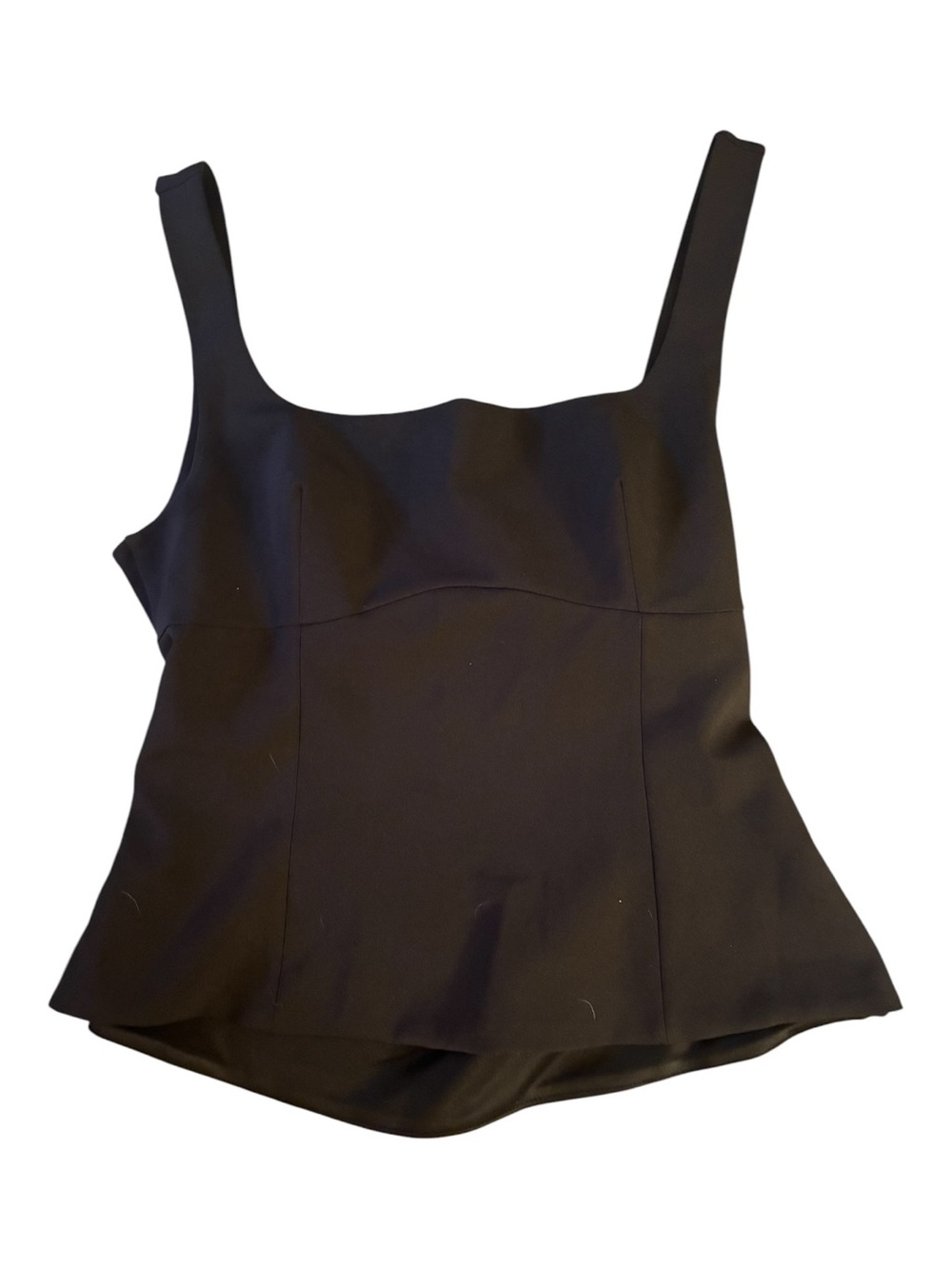 Zara Black Sleeveless Square Neck Peplum Top - Elegant Fitted Silhouette SizeXXL